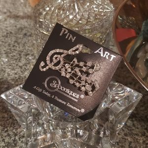 Spooniques Silver Music Note Brooch